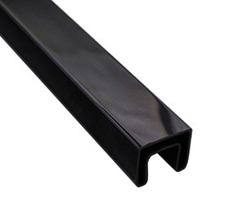 Slotted Rail Square 21 x 25mm Stainless Steel 5800mm - Black